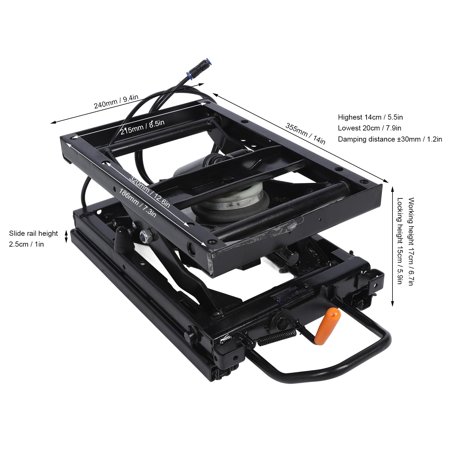 Kit universal de suspensión de asiento con pista deslizante para tractor, camión, RV, vehículo comercial, maquinaria agrícola, absorción de impactos y ajustable