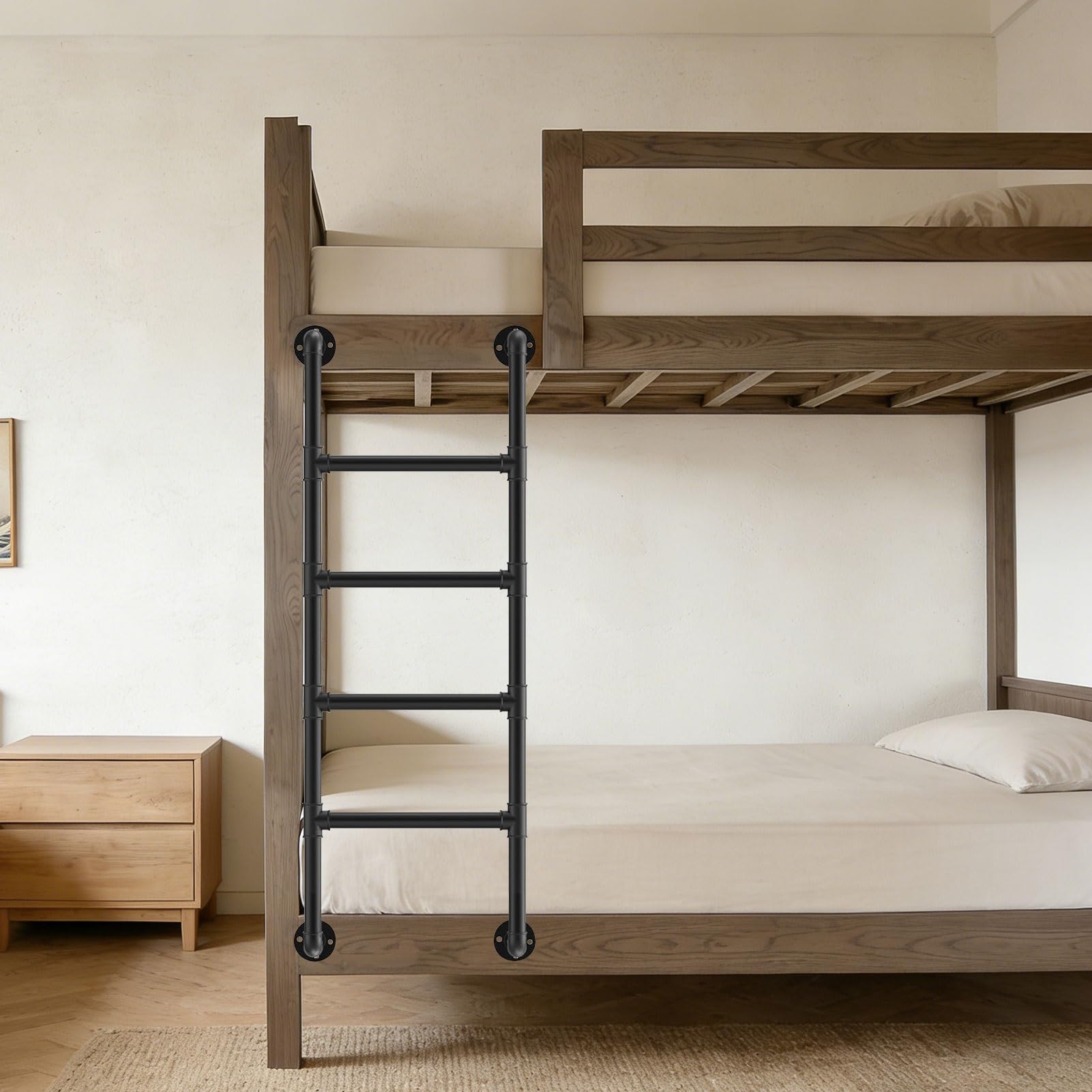 Escalera de pared para litera y loft: máxima seguridad en hierro