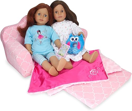 Sophia's Sofá plegable 2 en 1 con estampado marroquí ligero que se convierte en una cama, se adapta a dos muñecas de 18 pulgadas, rosa claro disponible en Yaxa Venezuela