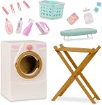 Our Generation - Laundry Day - Doll Washing Machine - Drying Rack, Iron & Cleaning Set - 18-Inch Doll House Accessories - Pretend Play - Toy for Kids 3 Years & Older