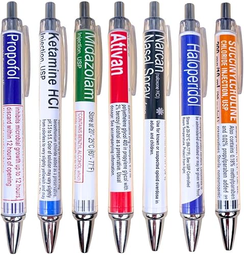 YJ PREMIUMS 7 bolígrafos de enfermería para enfermeras | Lindos bolígrafos divertidos de farmacia para enfermería, regalos para enfermera, asistente