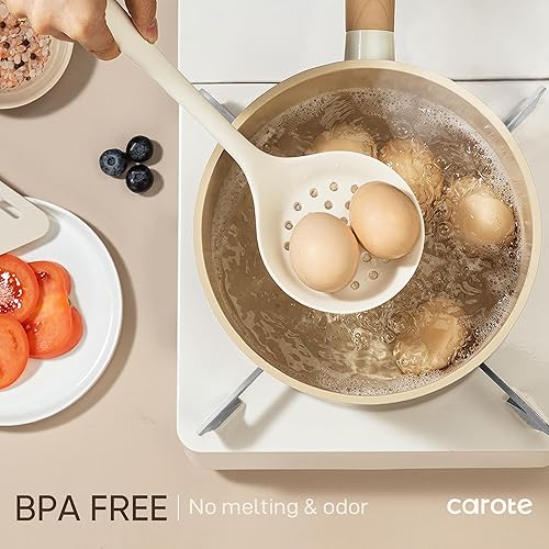 Miniatura 3 de CAROTE Juego de utensilios de cocina antiadherentes Juego de utensilios de cocina de silicona resistentes al calor de 446 F, 10 piezas, color