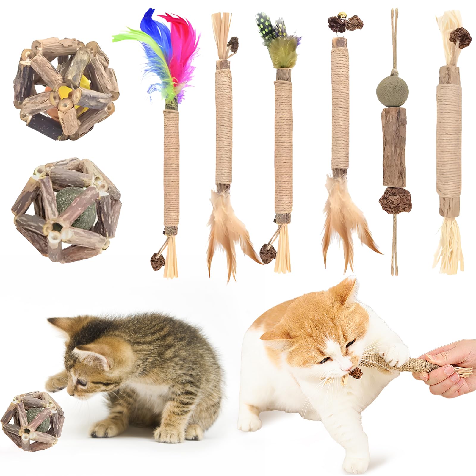 CANPLUS 8本入り 猫 嚙む おもちゃ 人気 ボール 歯磨き 猫歯ぎしり 遊び道具 猫の玩具 一人遊び 人気 室内・屋外遊び向け 運動不足 ストレス解消 猫のおもちゃ 知育玩具 子猫 ペット用品 グッズ