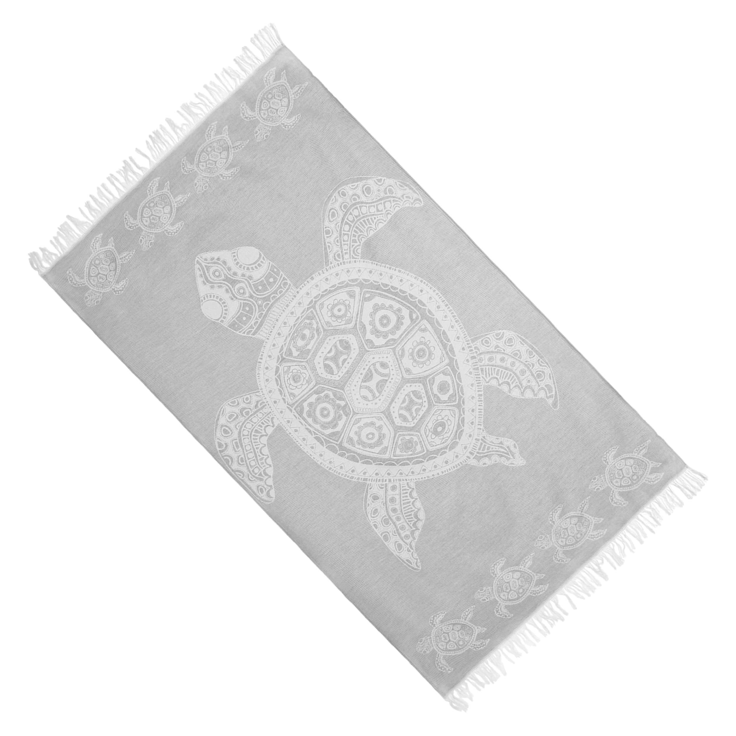 Etrexonline Pareo Playa Grande 100% Algodón, Toalla Playa Ligera, Suave y Gran Fouta Playa Ideal para Relajarse en la Playa, Piscina 90x170cm - Tortuga Gris