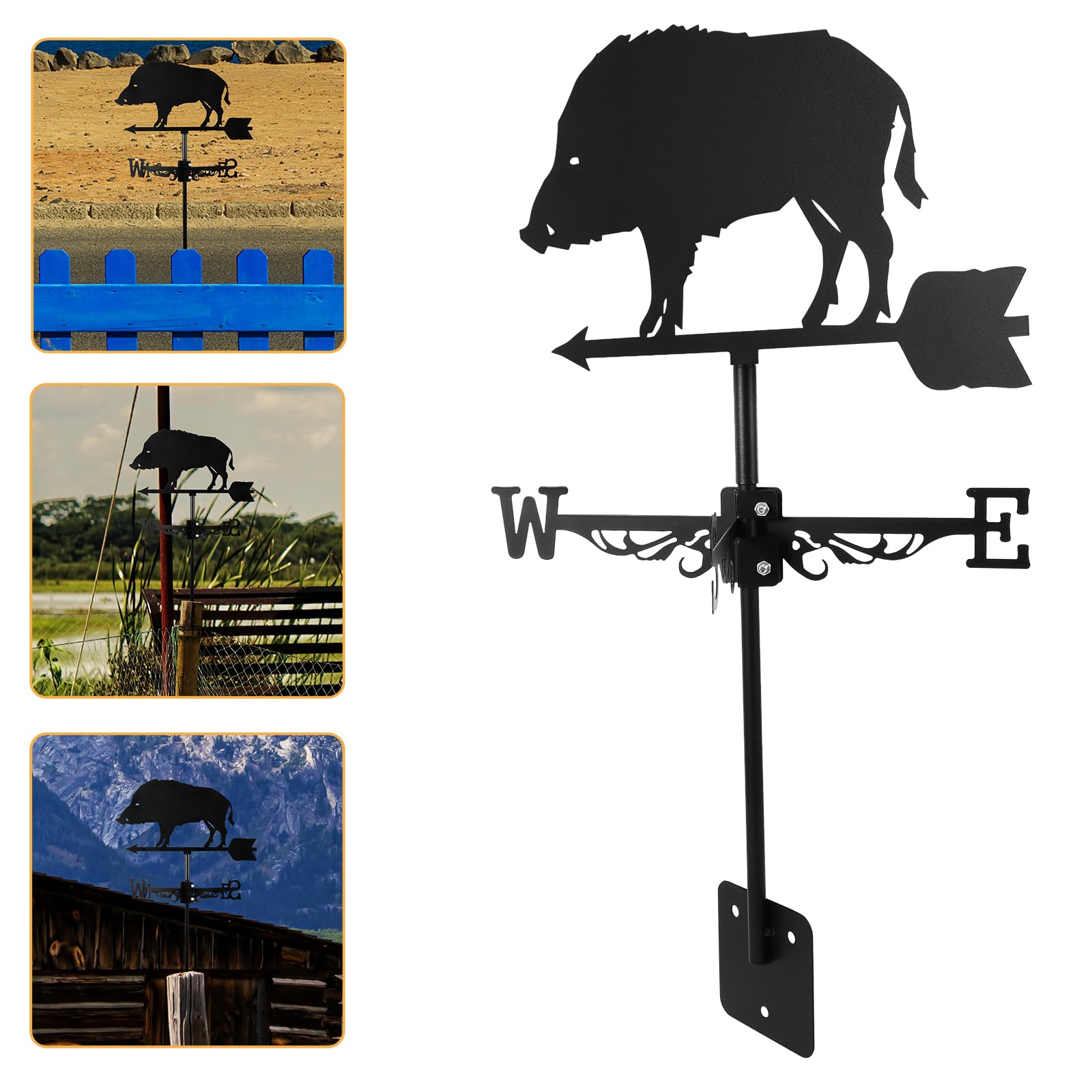 HANABASS Veleta De Cerdo, Veleta De Techo, Jabalí Weathervanes, De Viento para Jardin, Paleta De Clima MetáLico con Flecha Ornamento Dirección del Viento para Patio Exterior Granero