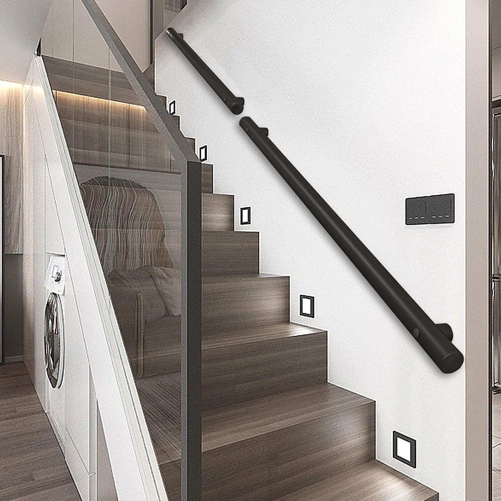 Rampe d'escalier en acier inoxydable de 390 cm pour kit de balustrade murale de sécurité