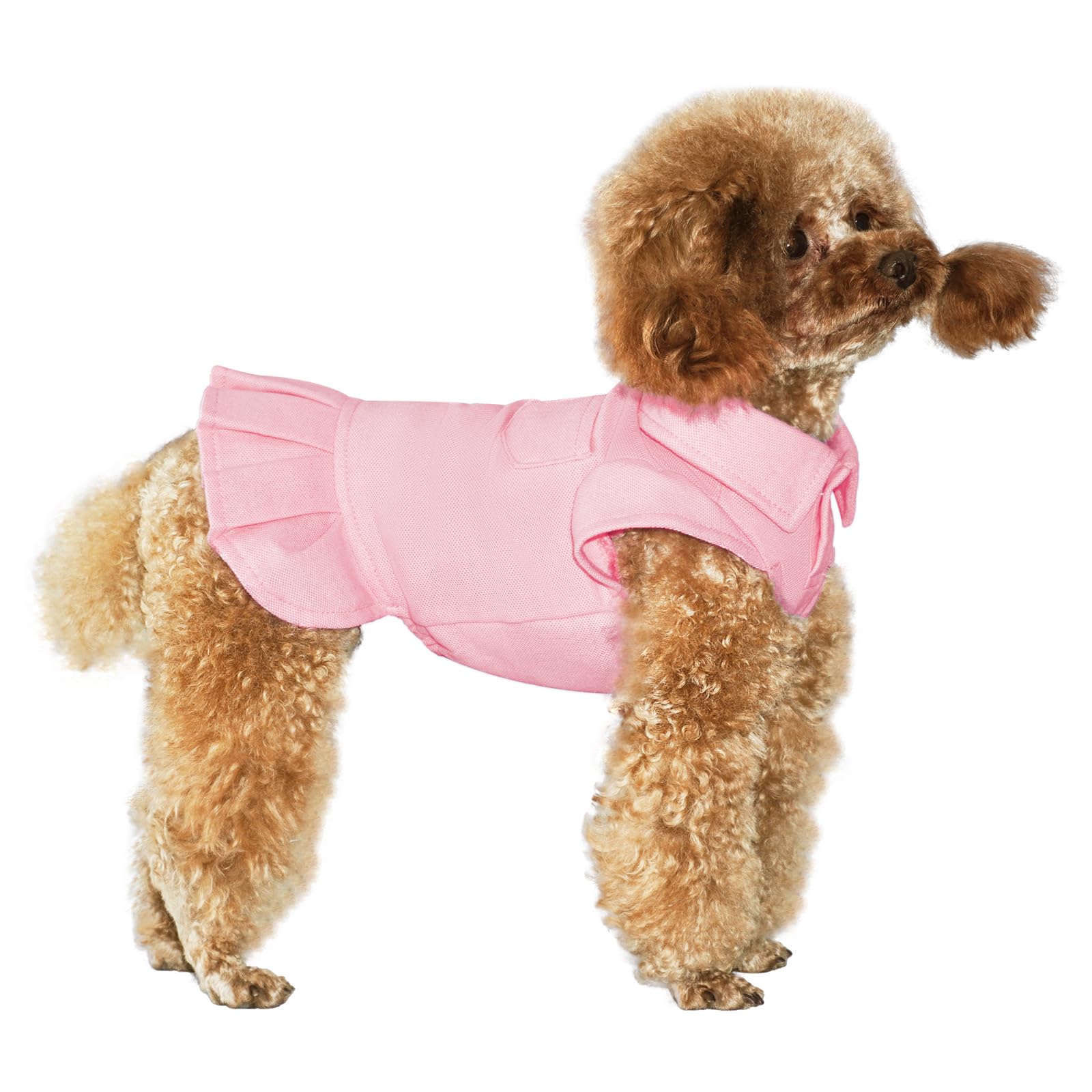Topkins Dog Dresses, Puppy Sports Dresses for Small, Topkins Dog Lapel Dress, Dogs Sundress Costume with Pleated Hem Suitable for Spring, Autumn (Pink