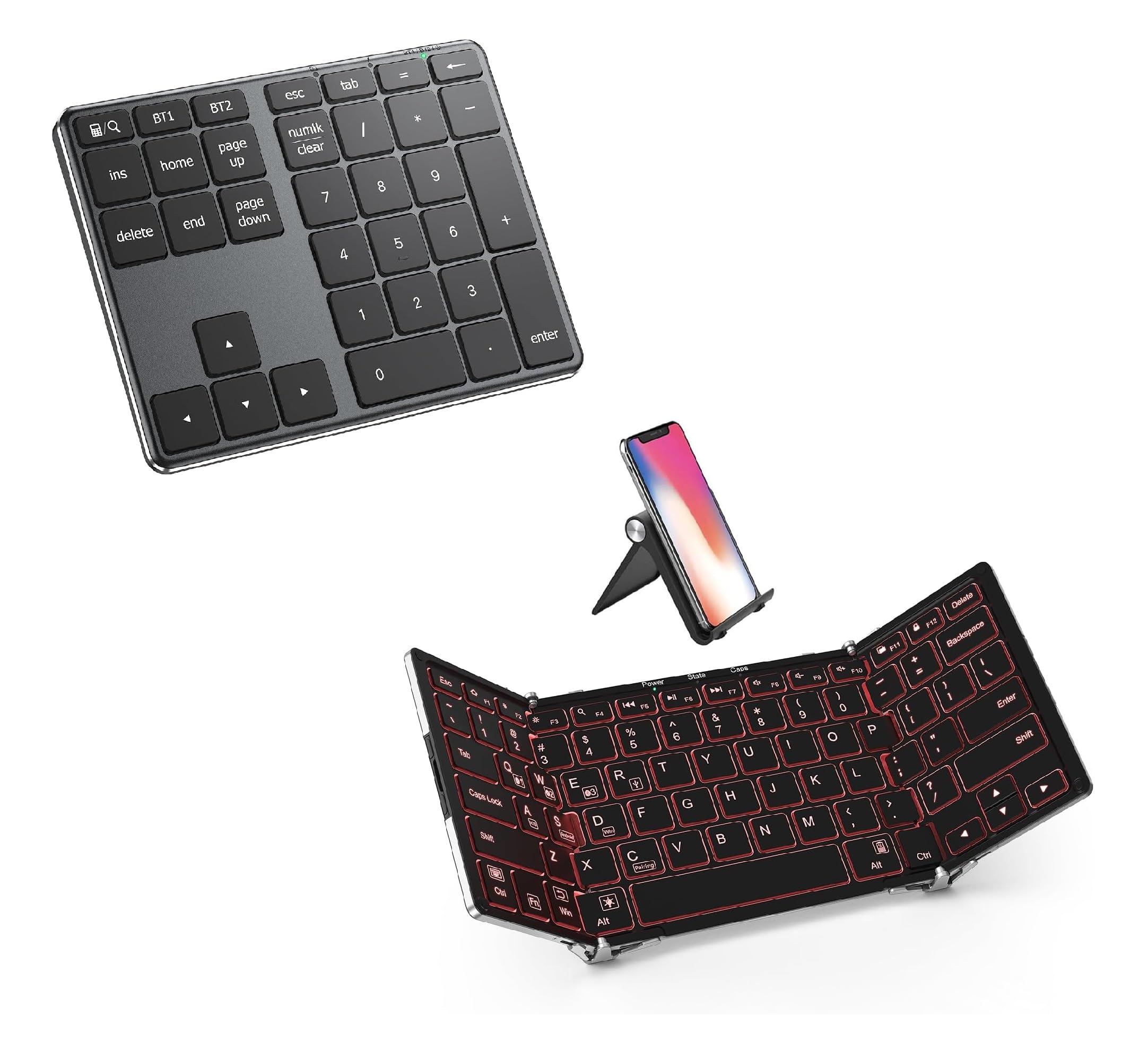 iClever Number Pad, Aluminum Wireless Number Pad for Multi Devices, USB-C Rechargeable, External 34-Keys Bluetooth Keyboard for Data Entry, Compatible for Laptop, Mac, iMac, Tablet, PC Desktop