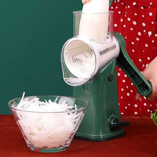 Miniatura 1 de Rallador De Queso Giratorio Manual, Cortador De Verduras Giratorio Con 5 Cuchillas, Base Antideslizante Con Ventosa Y Estructura Desmontable Para Un