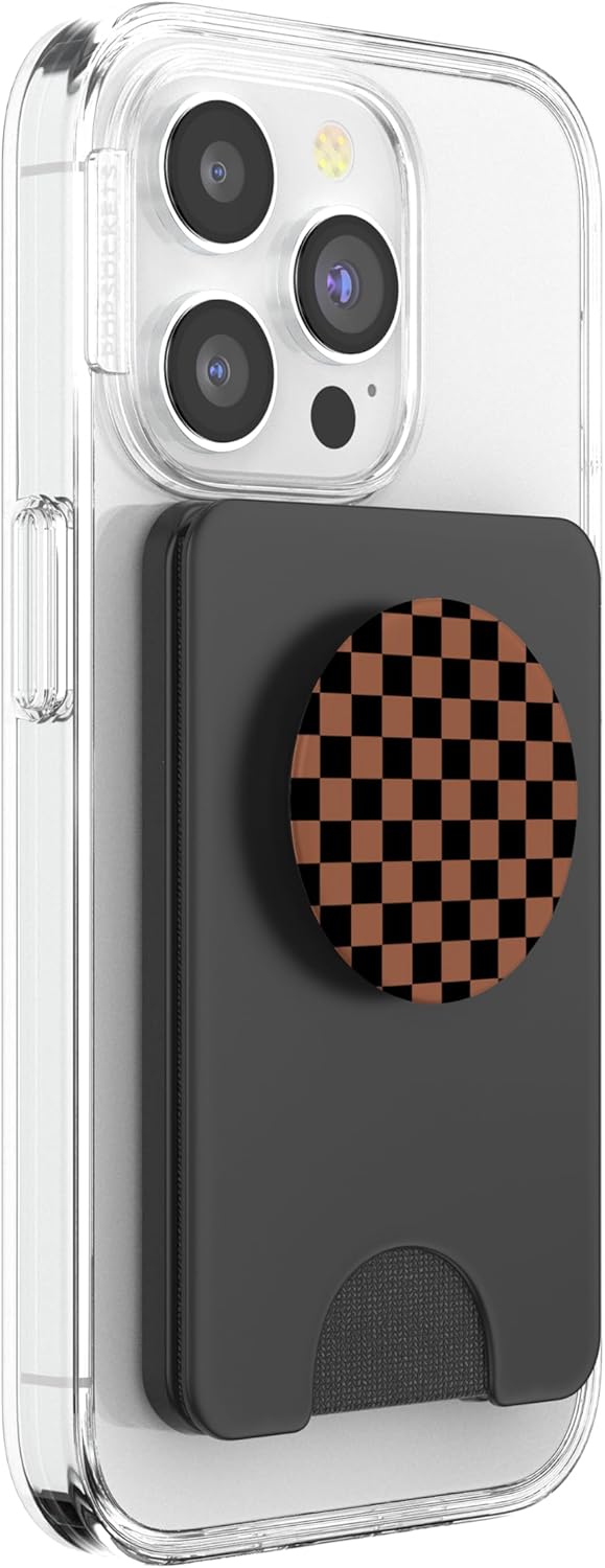Brown and Black Checker Checkers Checkered Prüfer PopSockets PopWallet for MagSafe