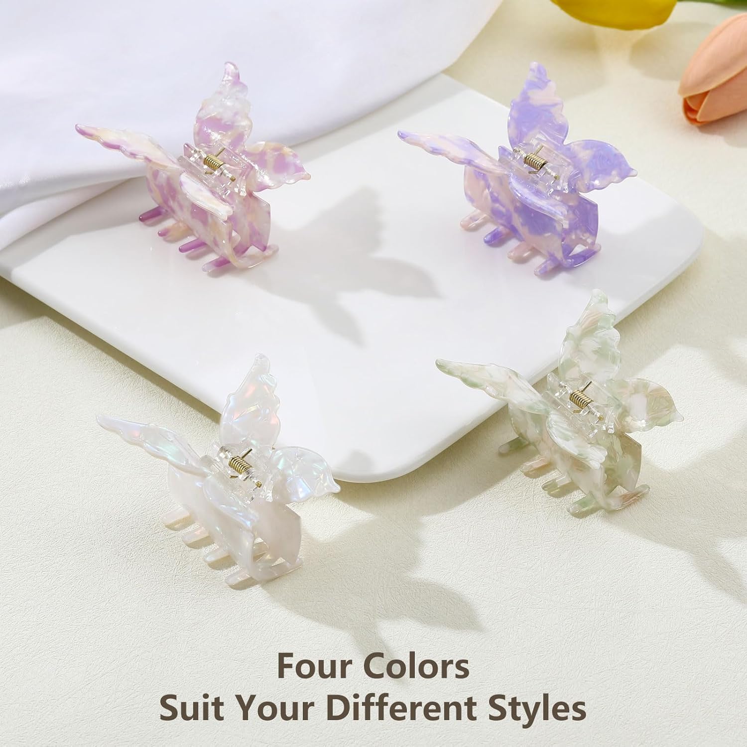 Shinowa Butterfly Hair Clips, 4 Packs Butterfly Hair Claw Clips for Thick Thin Hair, 2.75 Inch Beautiful Hair Clips for Styling, Hair Accessories for Girls and Women - Image 3