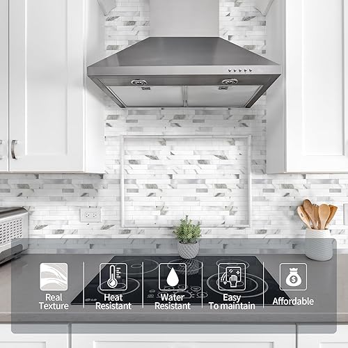 Miniatura 2 de Yipscazo Azulejos de metal de piedra para despegar y pegar, azulejos adhesivos para cocina, baño, lavandería, cámper, chimenea (12 x 12 pulgadas, 1