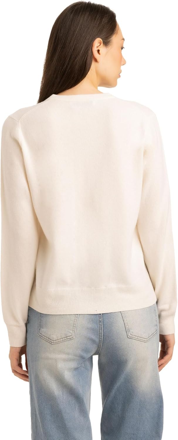 Daily Women’s Crew Neck Cardigan – Essential Line, 90% Wool 10% Cashmere Button-Front Sweater, Lightweight Classic Knit - Image 4