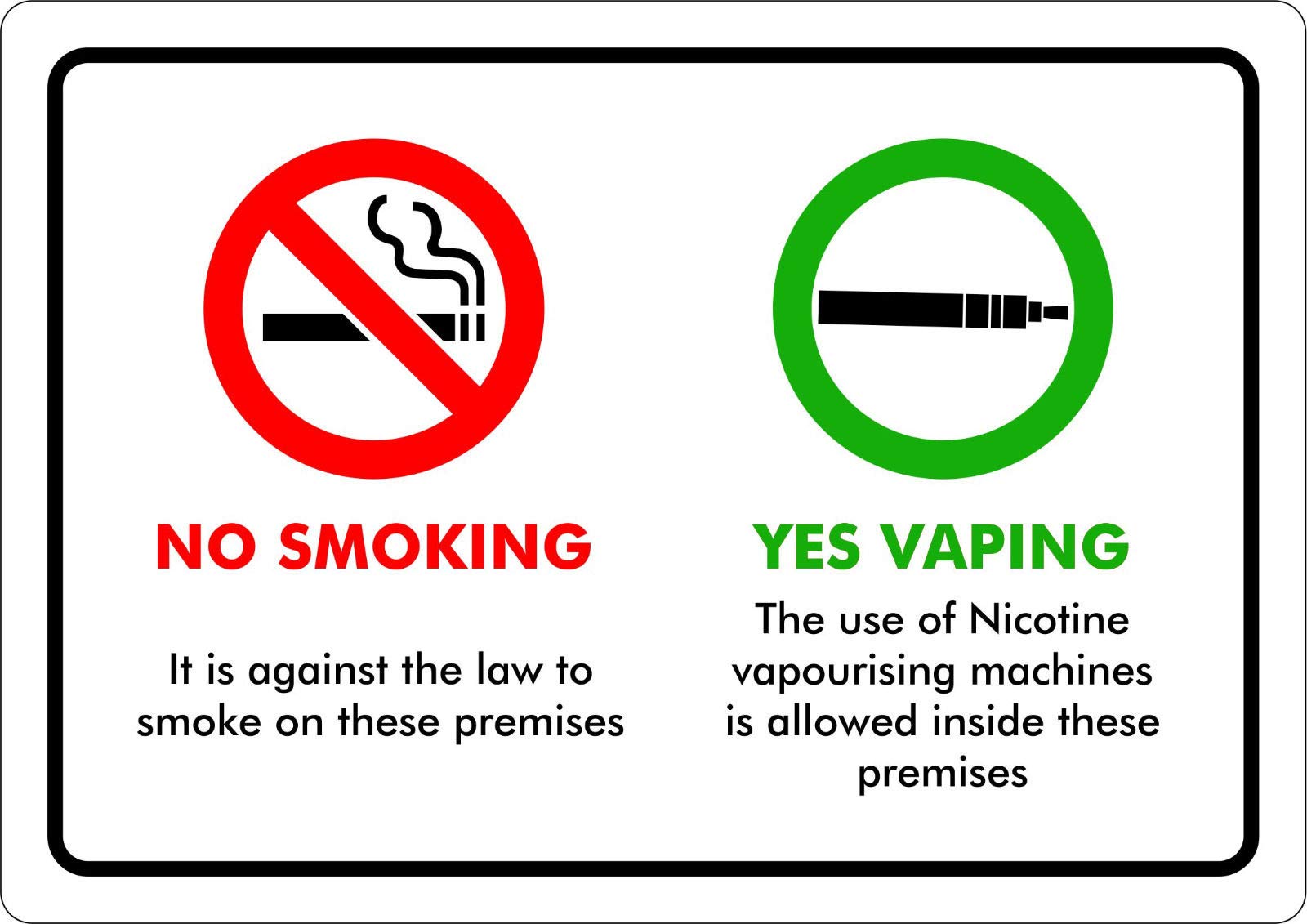 Autocollant plastifi No Smoking Yes Vaping A5 (20,3 x 15,2 cm) : Amazon.ca: Auto Autocollant plastifi No Smoking Yes Vaping A5 (20,3 x 15,2 cm) : Amazon.ca: Auto