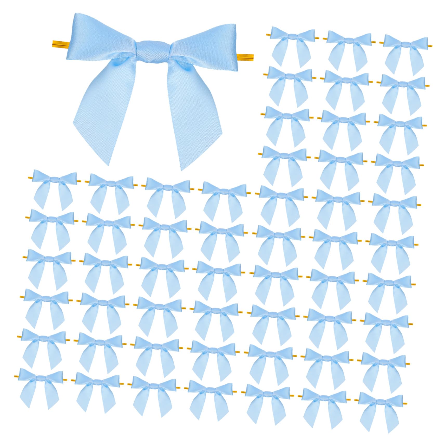 100 Pezzi Fiocchi in Raso Azzurri Preannodati per Confezioni Regalo Sacchetti Dolciumi e Decorazioni Festa Fiocchi Mini per Compleanni e Matrimoni
