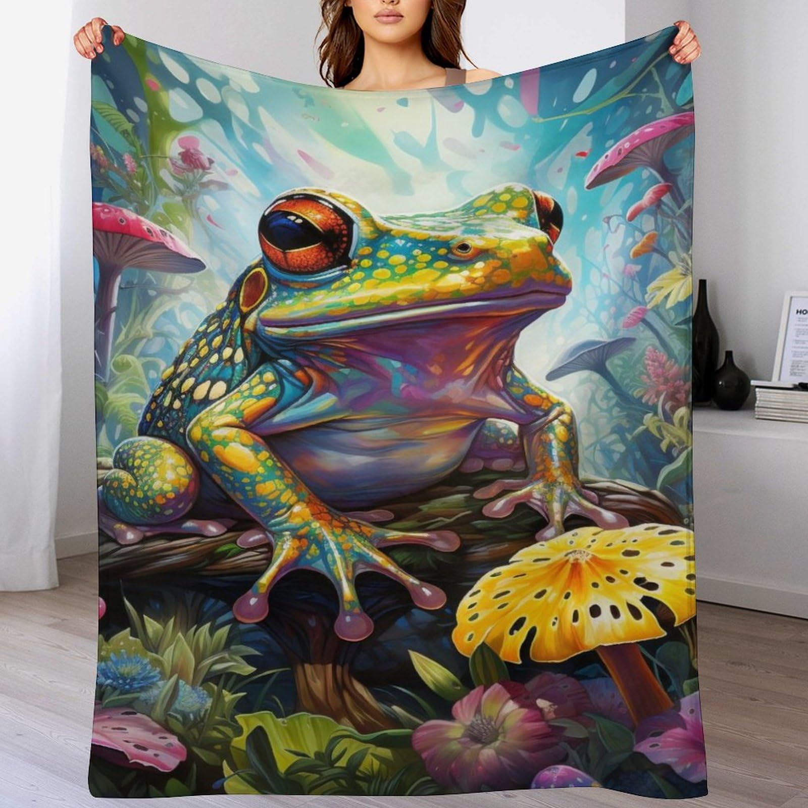 Plaid grenouille en flanelle douce couverture lit 140x180cm haute densité