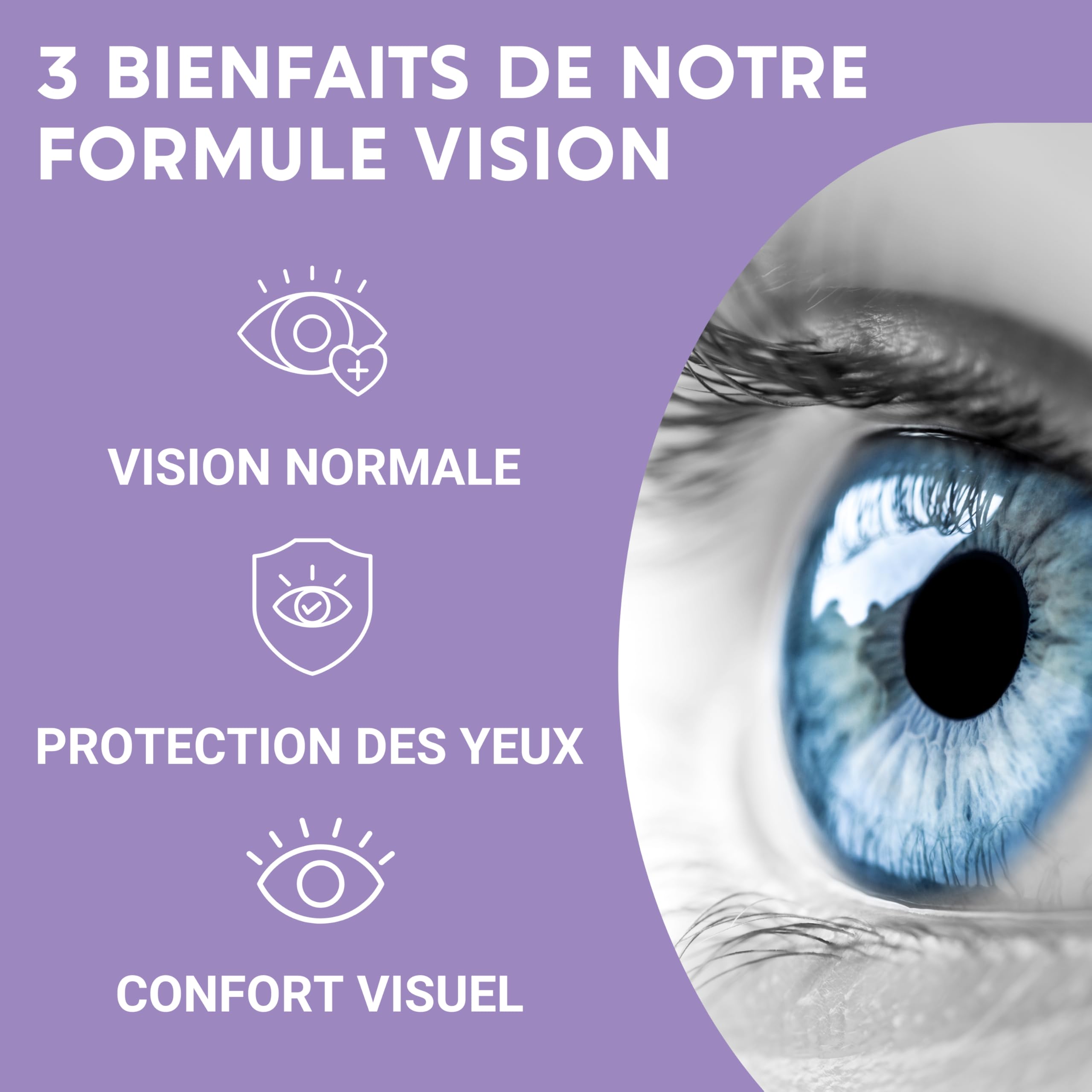 FORMULE VISION | Complément alimentaire pour les yeux | Myrtille, Safran, Lutéine, Zinc et Vitamines | Maintien d'une vision normale, yeux secs et fatigués | 60 Gélules | Fabriqué en France