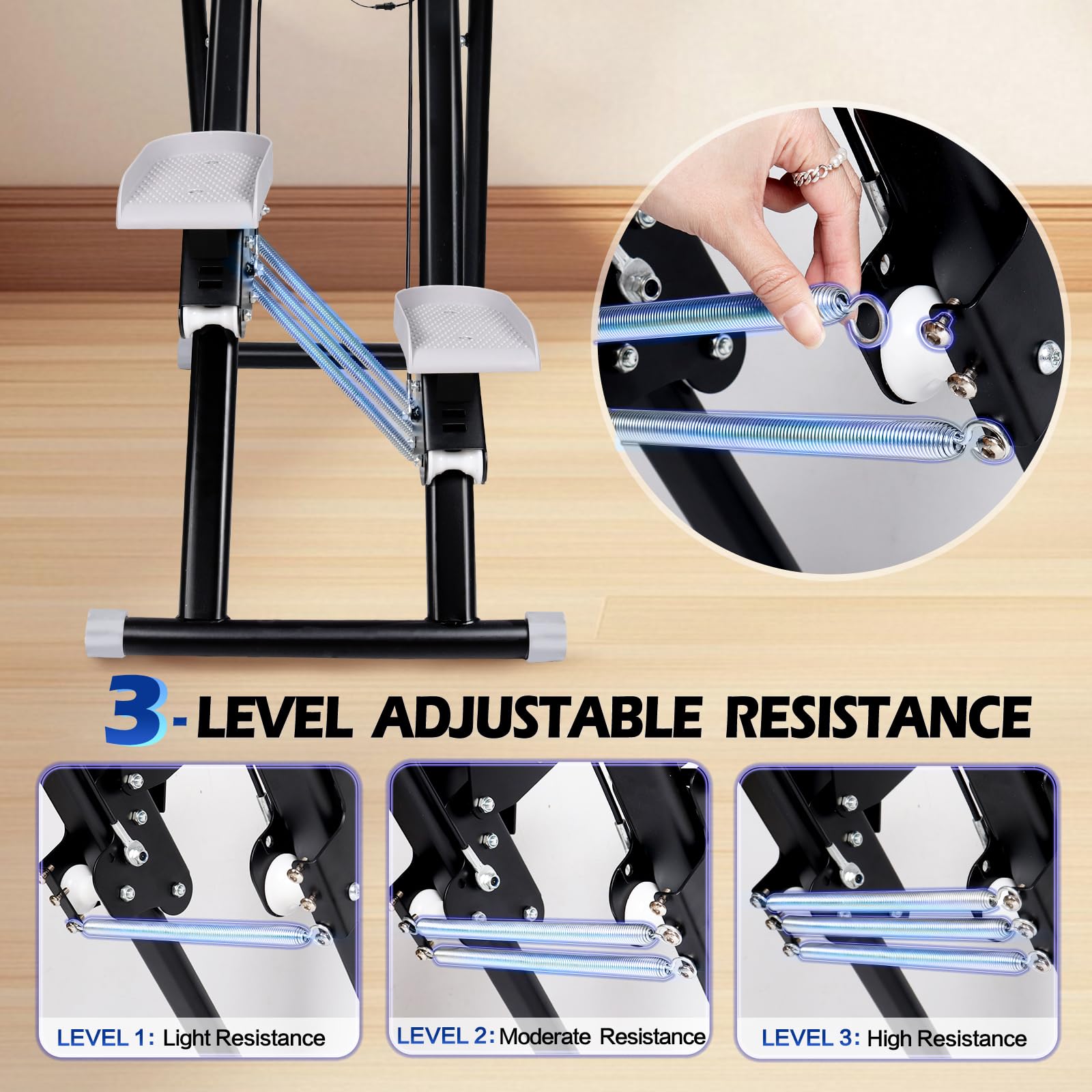 Vyrelis Stair Stepper with 3-Level Adjustable Resistance, Foldable Stair Climber & Vertical Climber for Home Workout,Full Body Cardio Exercise Equipment for Home Gym