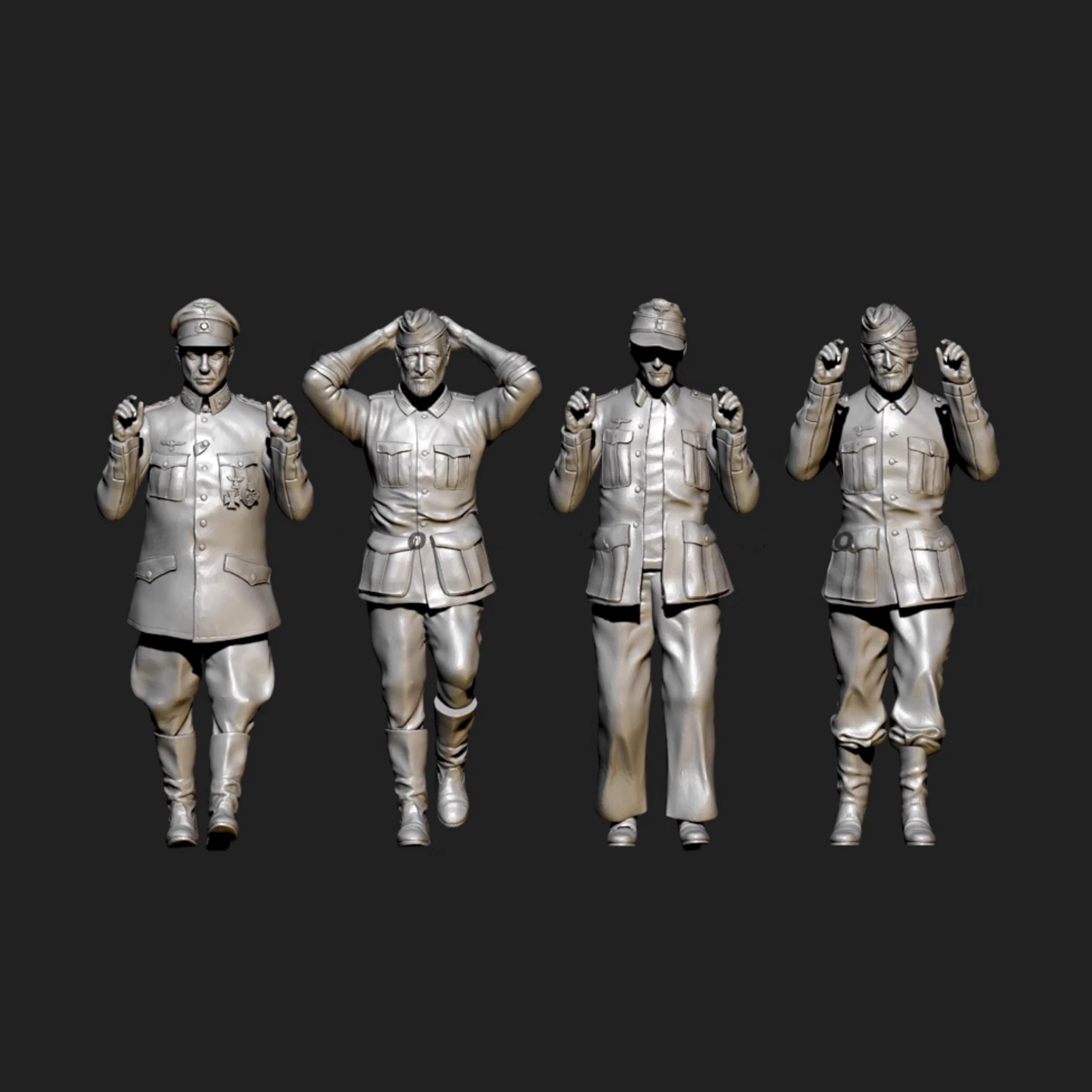 1/35 Resin Soldier Model Kit WW2 German Soldier Resin Model Kit Unpainted and Unassembled (4-Person) (Cg7B-2)