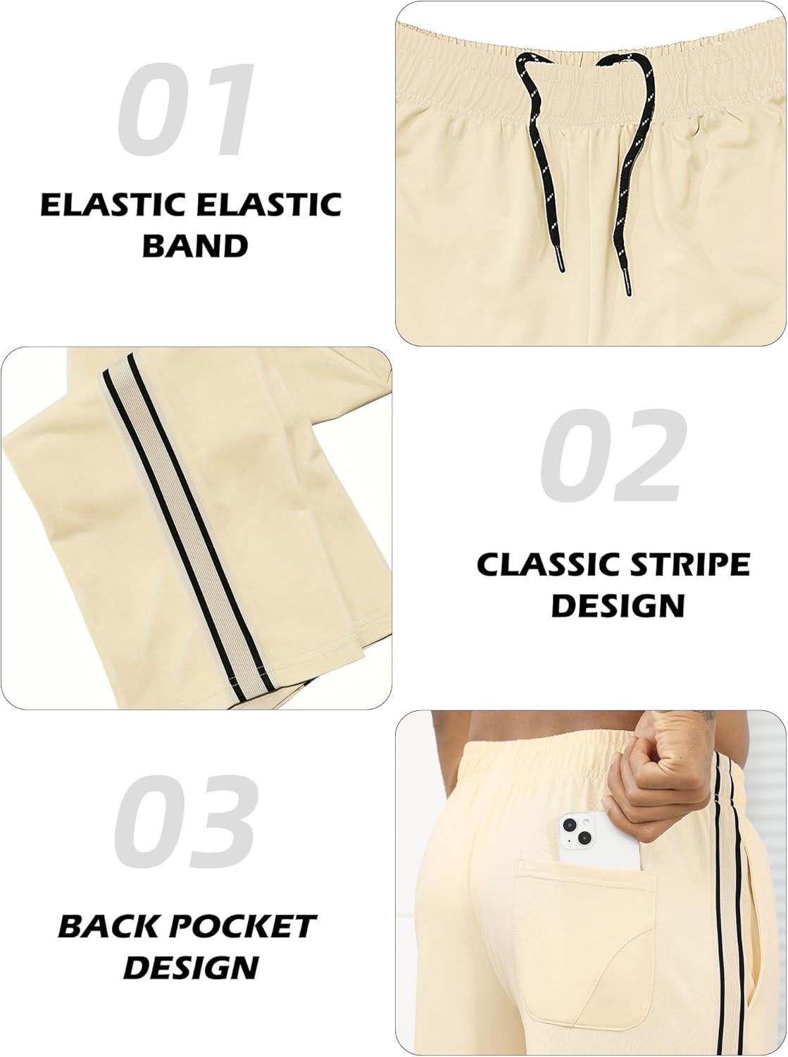 Mens Casual Sweatpants Lightweight Pants Drawstring Waist Workout Striped - Image 6