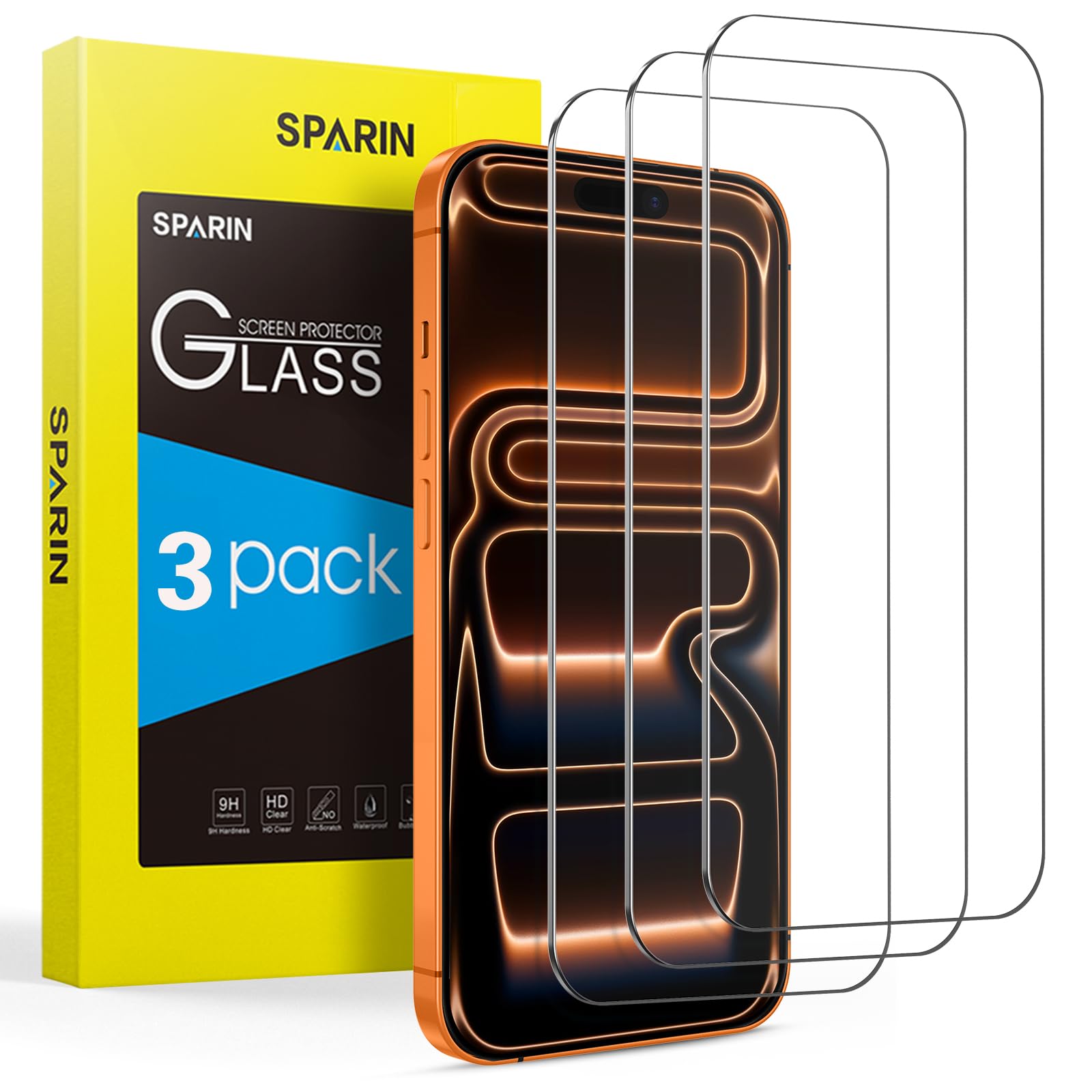 SPARIN 3 Pack Protector Pantalla para iPhone 17 Pro Max/iPhone 16 Pro Max | Cristal Templado, 9H Dureza, Sin Burbujas, HD Transparente