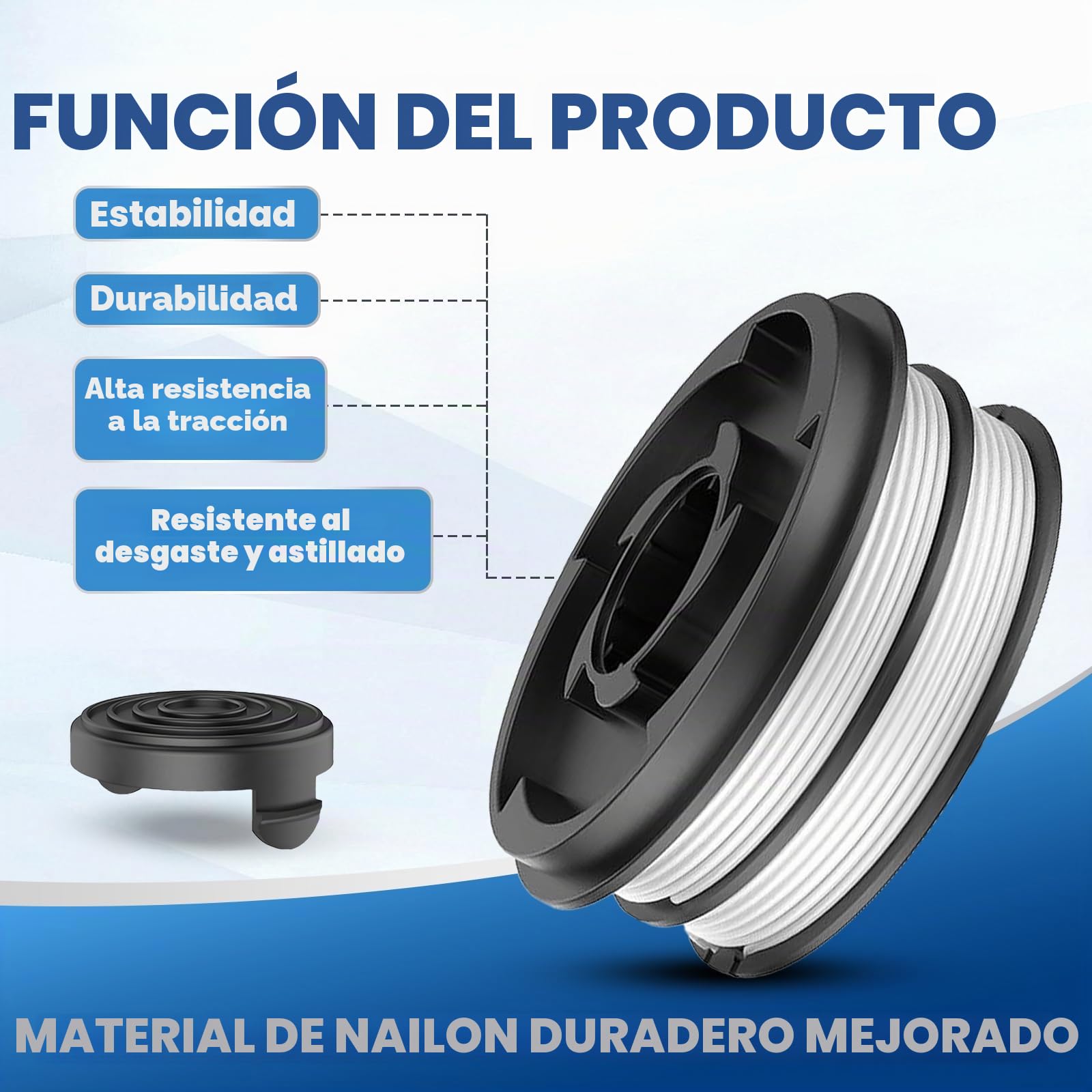 4 Bobinas de Hilo para Cortabordes Compatibles con Einhell 3405685, para Einhell GC-ET 4530 Aldi Gardenline GLR GLT,Ø2mm 10m, con cubierta de bobina TLE-02-1(4 Bobina+1 Tapa)