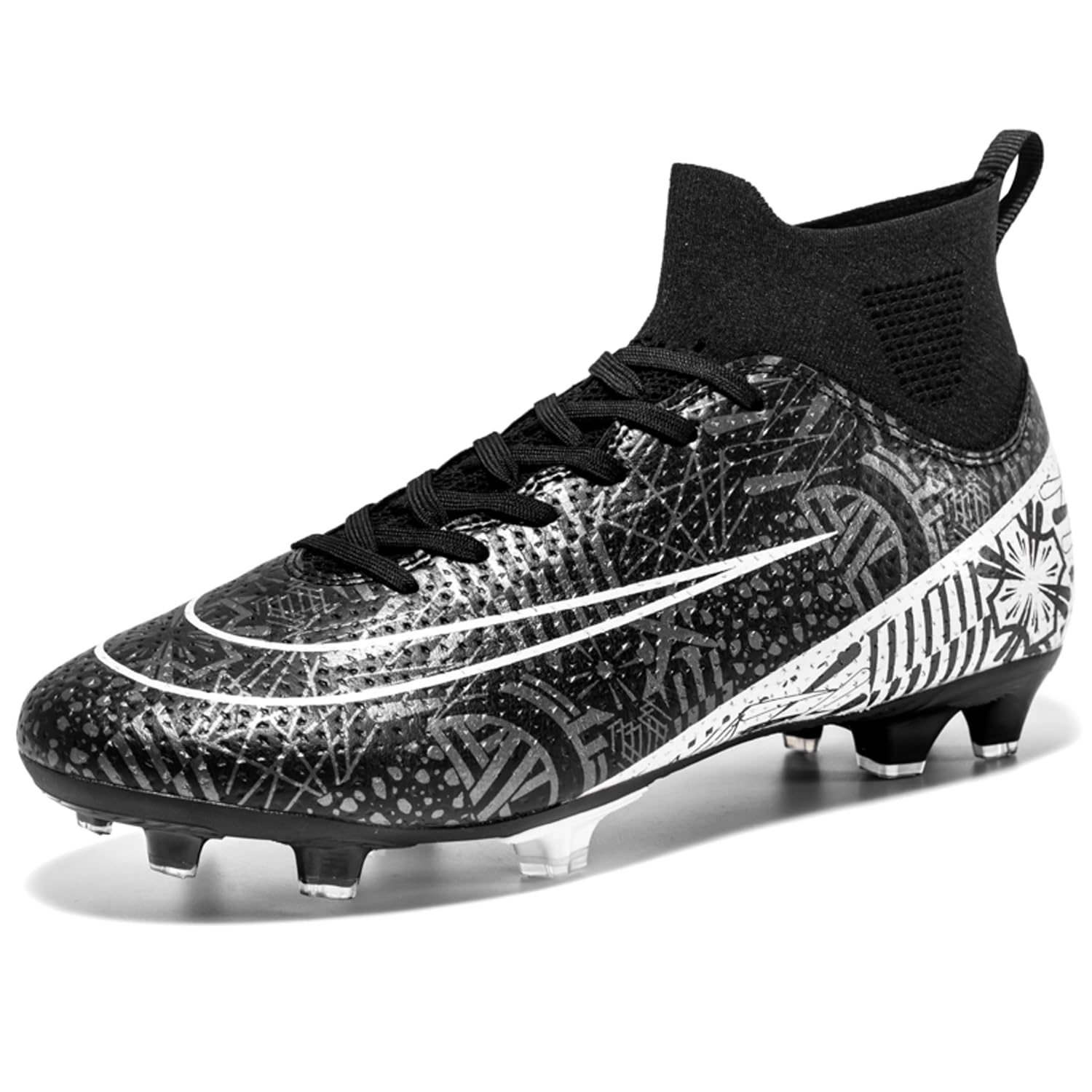 WINGFAIMen's Soccer Shoes Outdoor Turf Indoor Soccer Training Sneaker Professional High-Top Athletic Football Boots Breathable Cleats