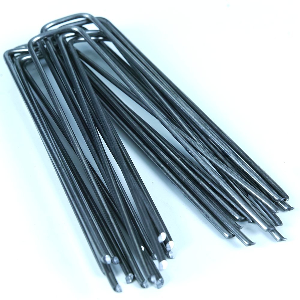 GroundMaster 6" U-shaped Weed Membrane Pins – 150mm Heavy-duty Ground Pegs for Membrane, Landscaping Fabric, and Tents – Sturdy Garden Staples for Lawn and Artificial Grass (Pack of 150)