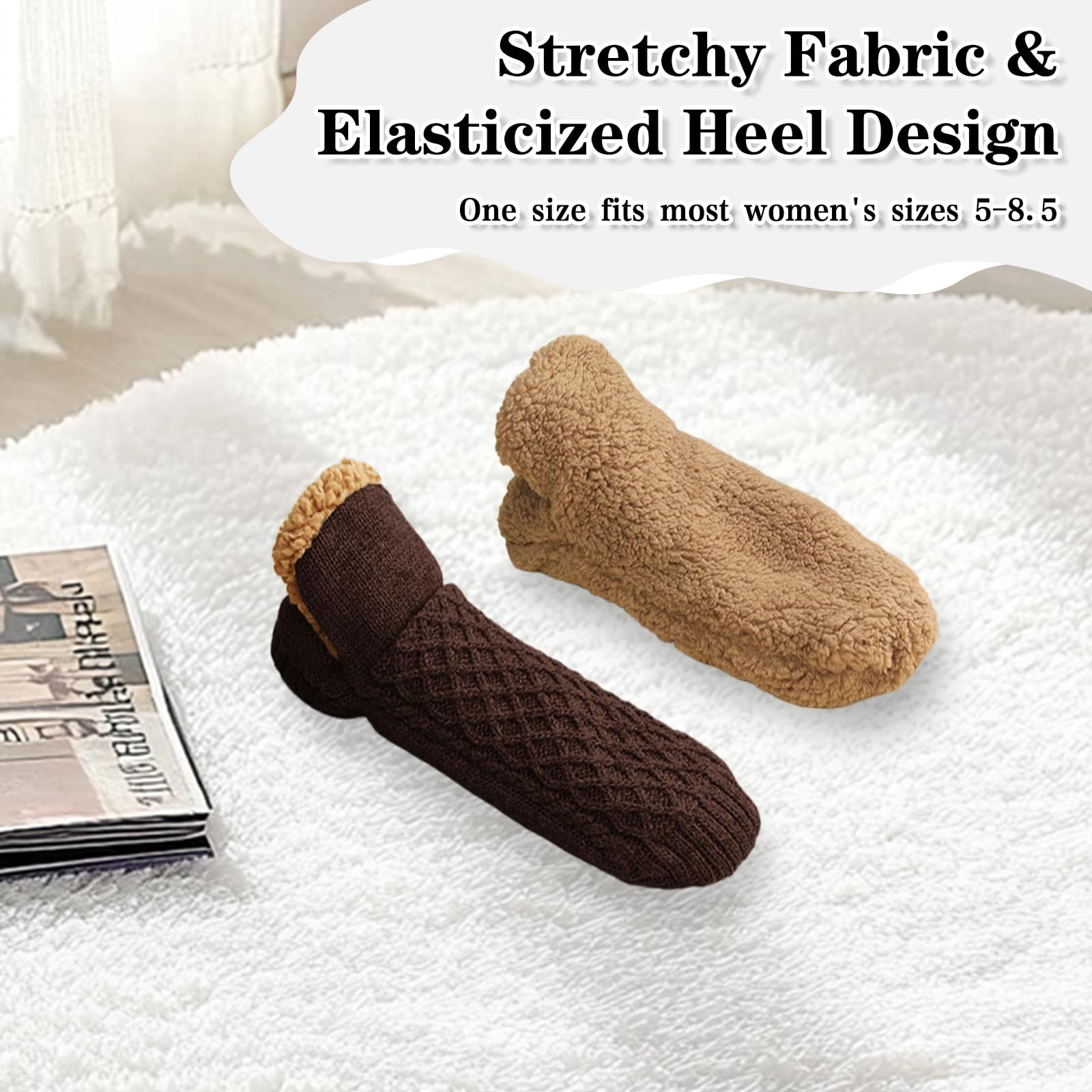 Chaussons chauds pour homme - Chaussettes d'intérieur antidérapantes en tricot