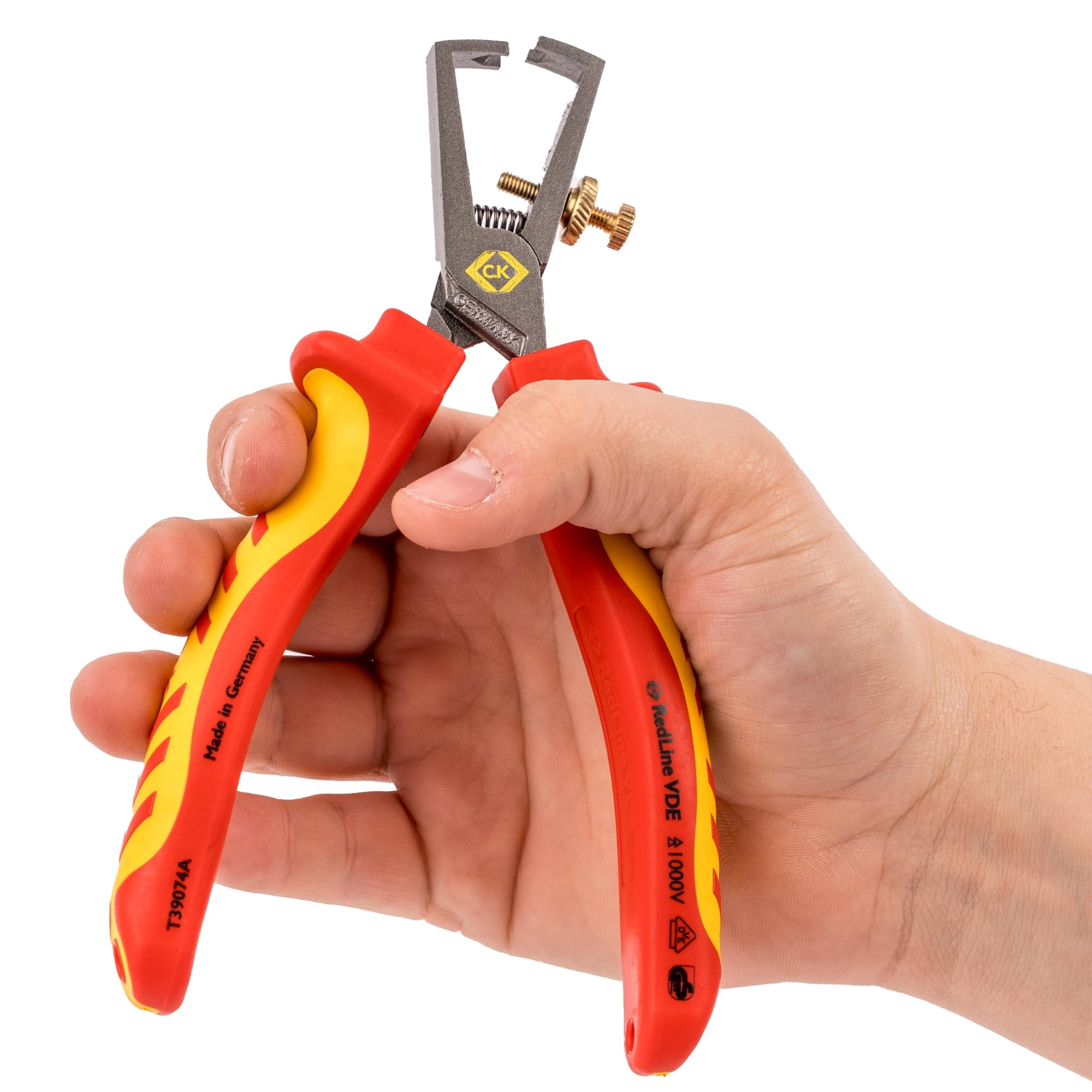 C.K Redline 2025 Edition VDE Pinza spelafili 160 mm, 1000 v isolato cavo elettrico, pinza per elettricisti con cordino, coltello isolato per elettricista, CK Tools T39074A
