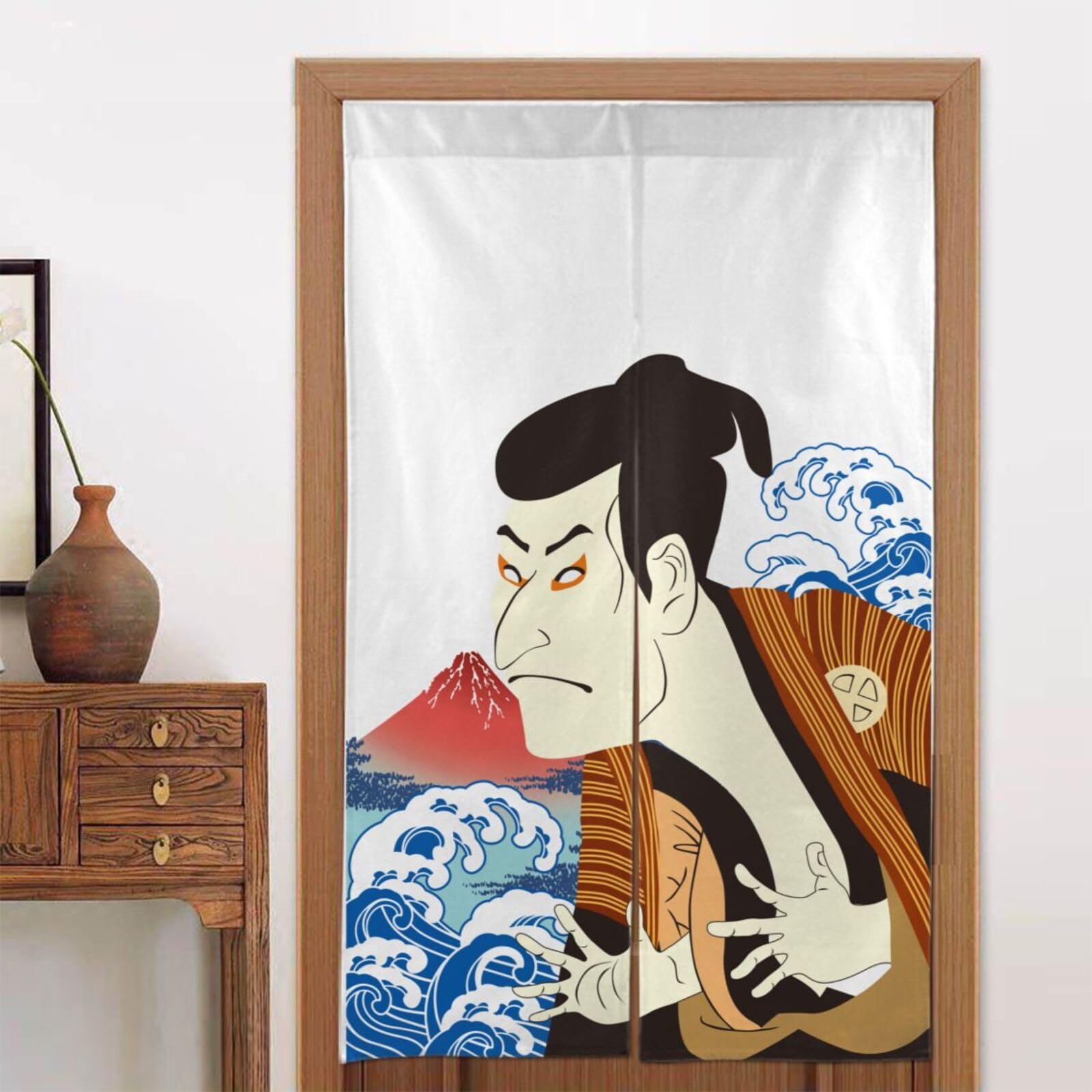 Amazon｜のれん 和柄 歌舞伎 和風 富士山 浮世絵 洗える アニメ 暖簾 