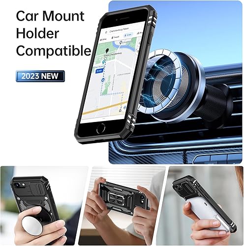 Miniatura 2 de MERRO Funda para iPhone SE 2022iPhone SE 2020iPhone 8iPhone 7 con protector de pantalla, funda deslizante para cámara, funda de grado militar con