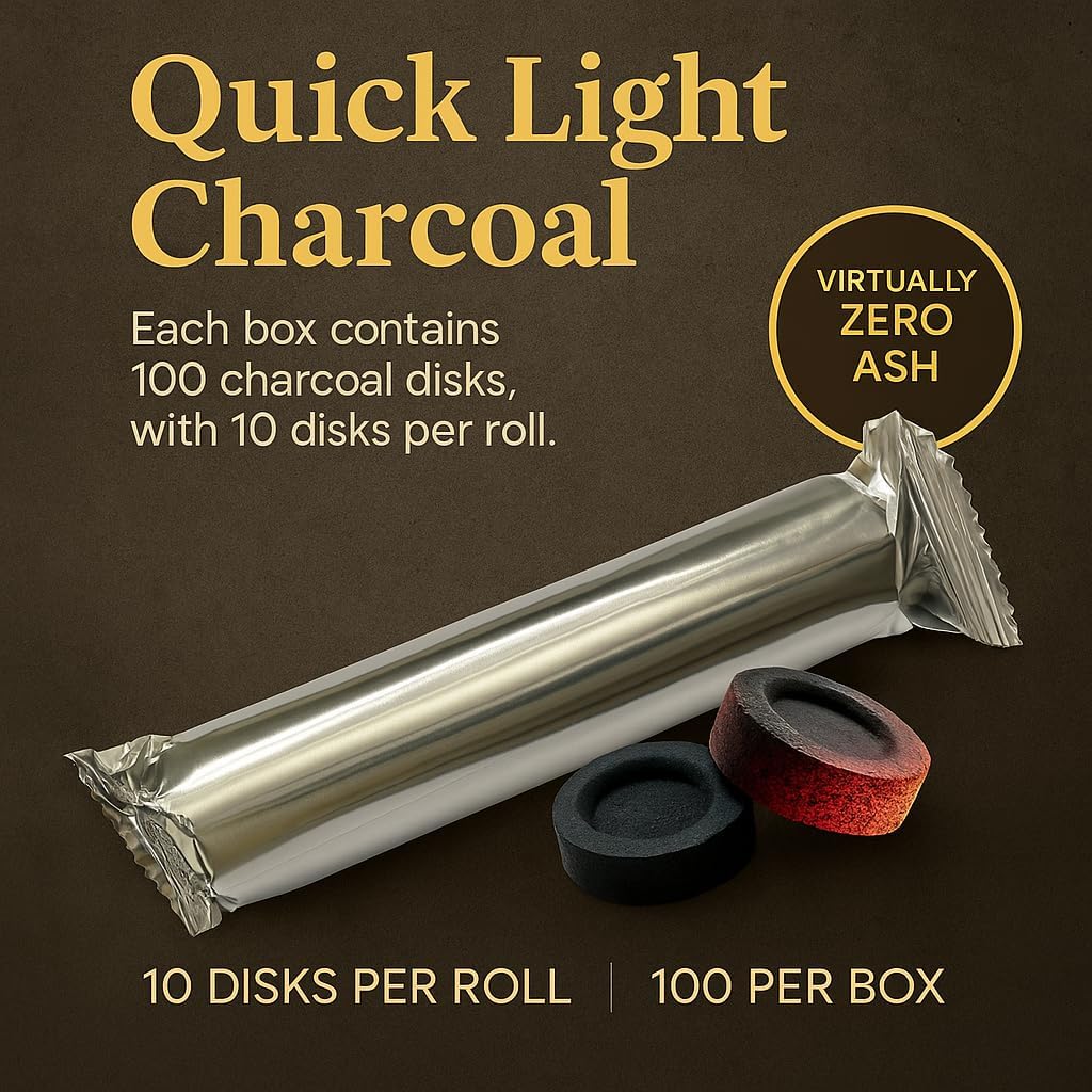 Novelty Quick Light Charcoal Discs – 100 Tablets (33mm) for Incense, Frankincense, Bakhoor & Resin Burners | Fast Lighting, Long Lasting & Clean Burning