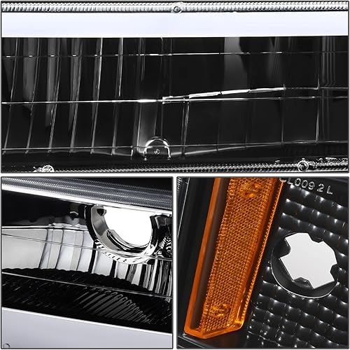 Miniatura 10 de DNA MOTORING Faro LED DRL estilo U + señal de parachoques + juego de lámparas de esquina compatible con Chevy CK1500-3500 88-93, ahumadoámbar,