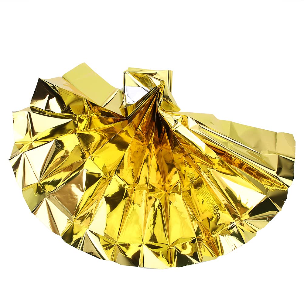 Pilipane Emergency Thermal Blankets, Blanket Bulk Survival Thermal Blankets Pack Silver Foil Reflective Blankets, 5PCS Outdoor Watertight Emergency Survival Heat Reserve (Gold)