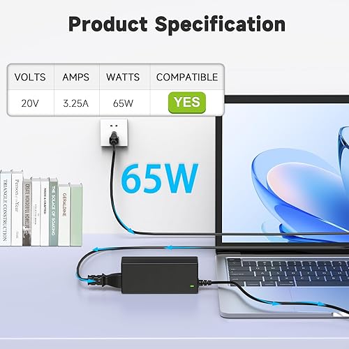 Miniatura 2 de ROLADA Cargador para portátil de 65 W y 45 W compatible con Lenovo IdeaPad 1 3 5 Series IdeaPad 110 110S 120 120S S145 310 320 330S S340 510 520