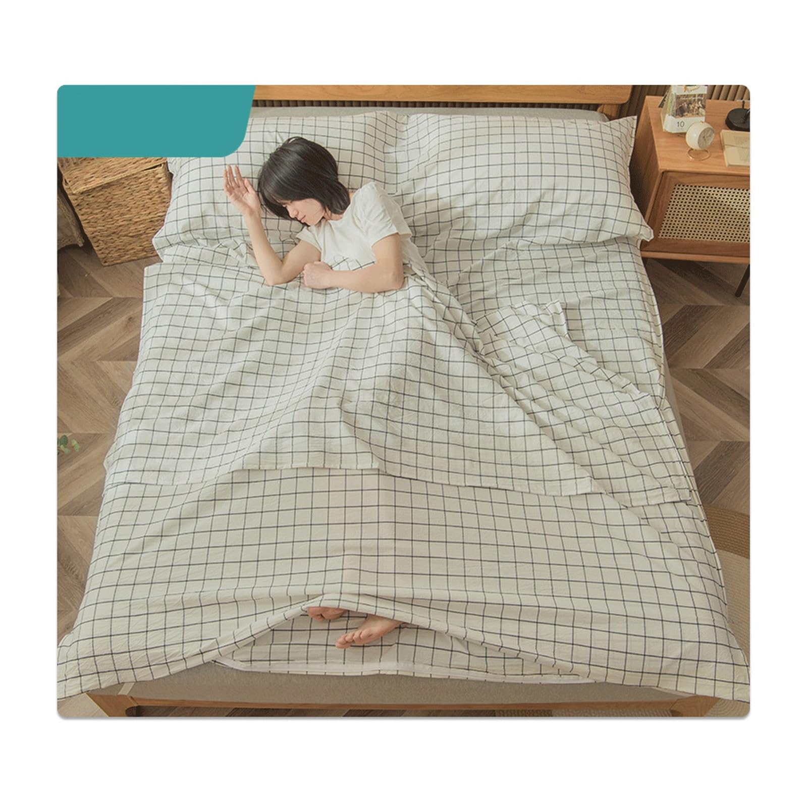 RUZGAR Lenzuola Sacco a Pelo Ultraleggero Sacco Lenzuolo Compatto 100% Cotone Lavato Sacco a Pelo da Viaggio Anche Come Sacco Lenzuolo Singolo e Doppio (Color : White, Size : 160x210cm-63x82)