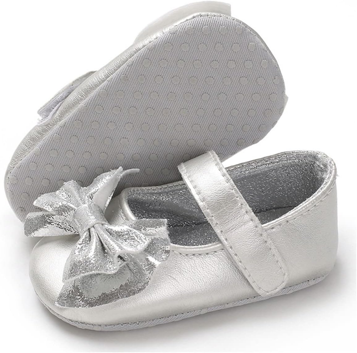 LAFEGEN Baby Girls Mary Jane Flats with Bownot Non Slip Soft Sole PU Leather Newborn Infant Toddler First Walker Cirb Dress Shoes