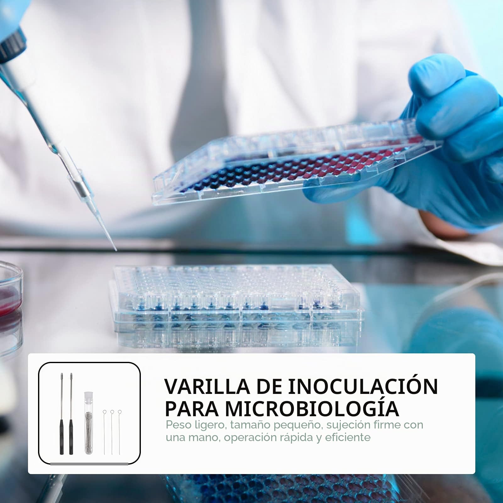 ULTECHNOVO Varilla De Inoculación De Microbiología Kit De 2 Piezas Con 90 Anillos Reemplazables Asa Reutilizable Con Mango Revestido Para Suministros De Laboratorio 8.26 X 0.47 X 0.47 in