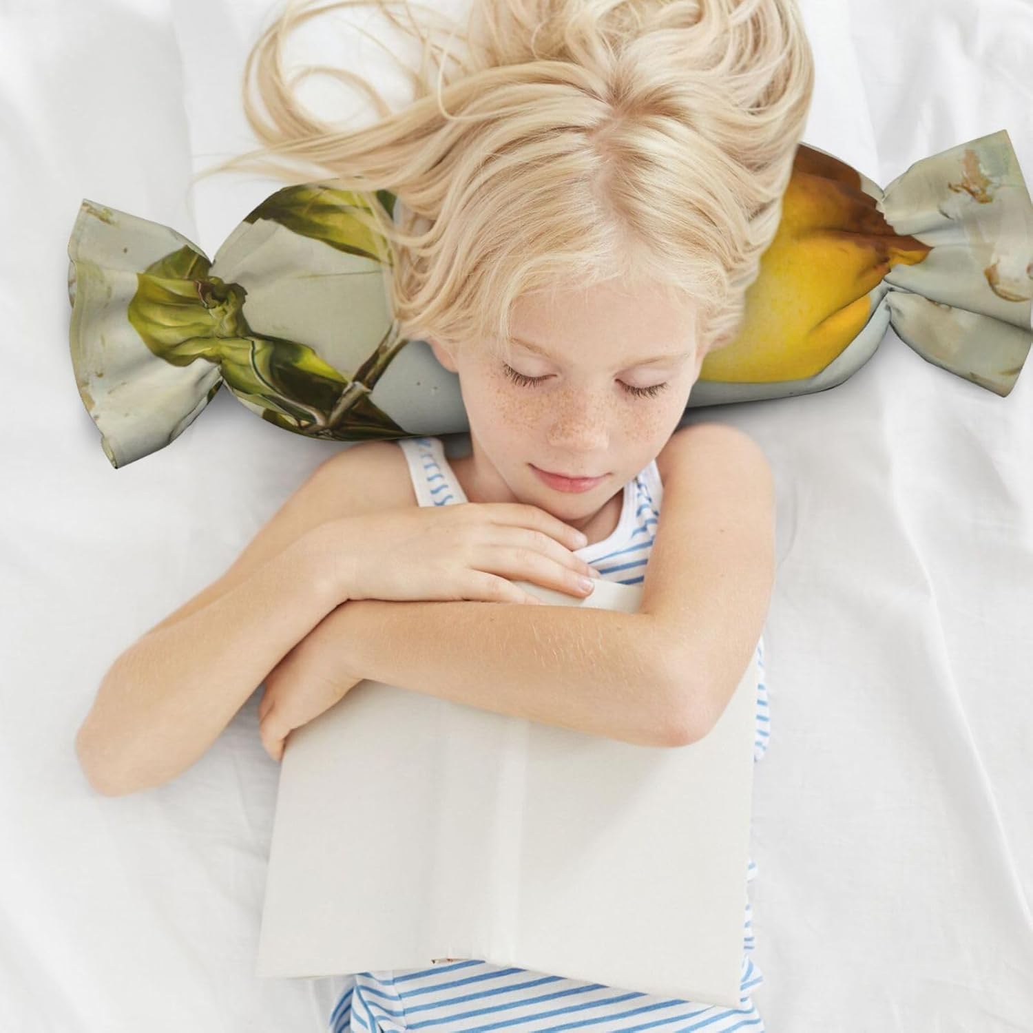 Lemon Fruit Print Candy Cylindrical Comfortable Pillow Throw Pillows Home Decor Easy Maintenance