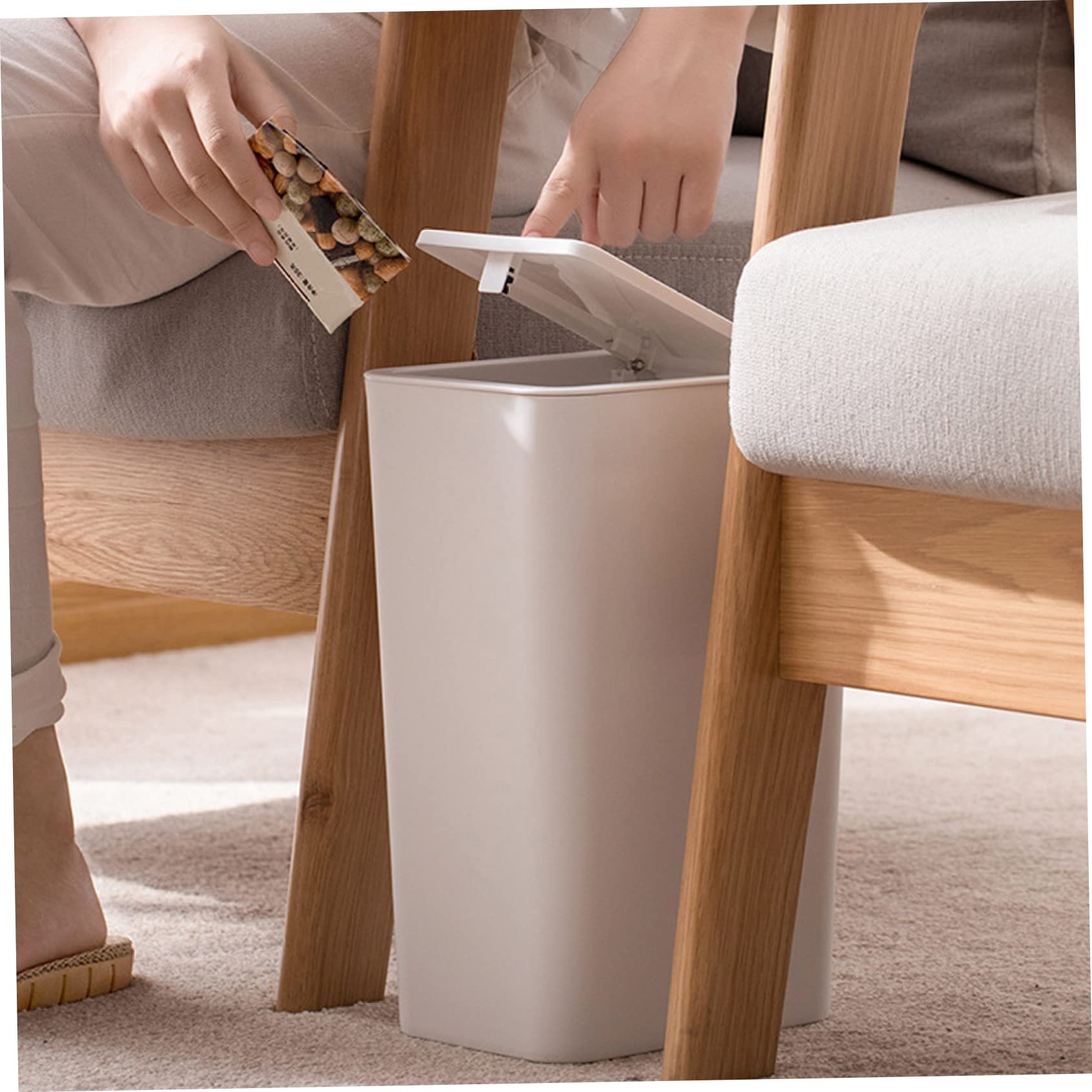 Badezimmer Mülleimer 9,1 L – Weiß, Mit Druckdeckel, Schlankes Design Für Küche & Büro