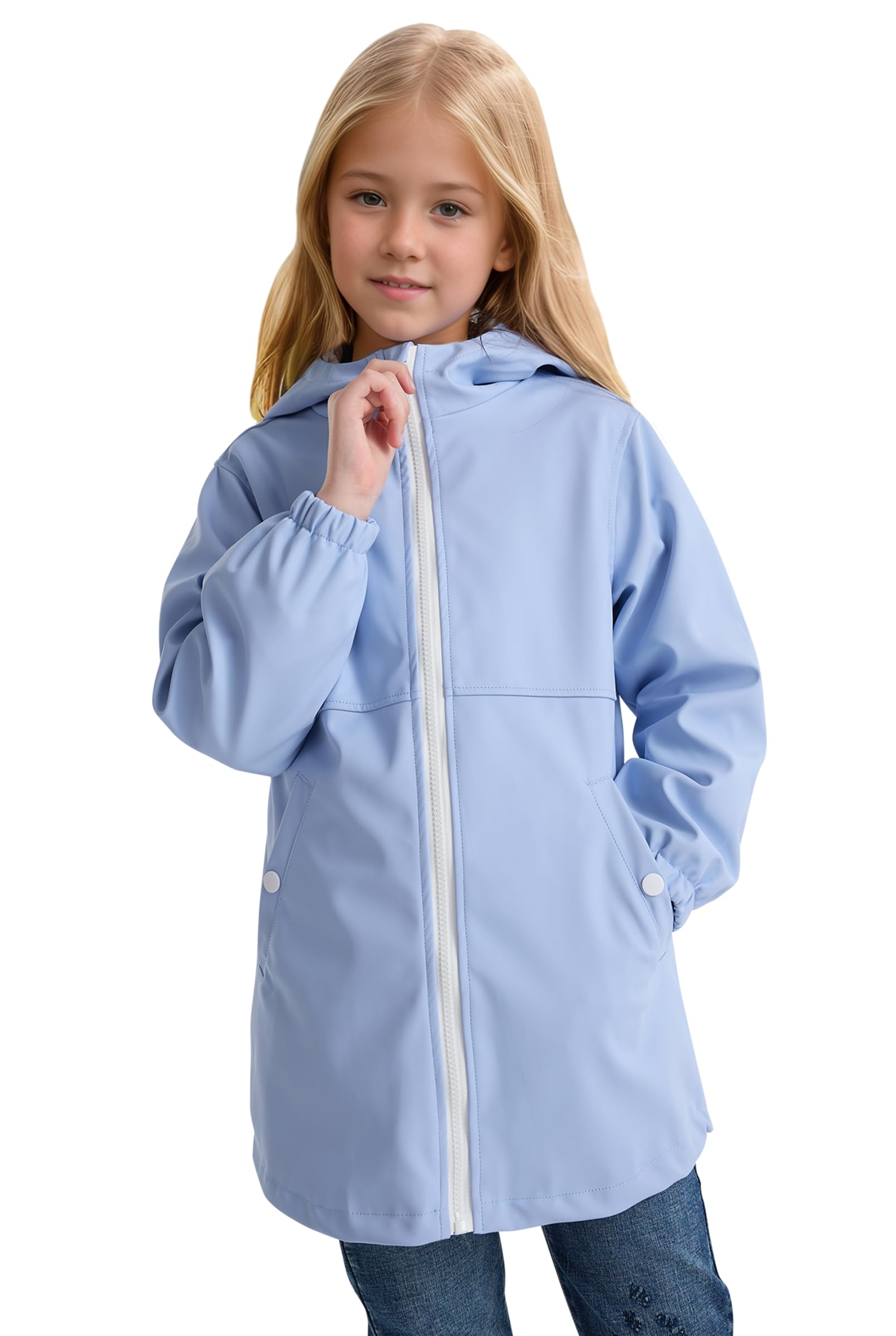 maoo garden Girls Rain Jackets Kids Waterproof Raincoat Lightweight Floral Lining Spring Windbreaker