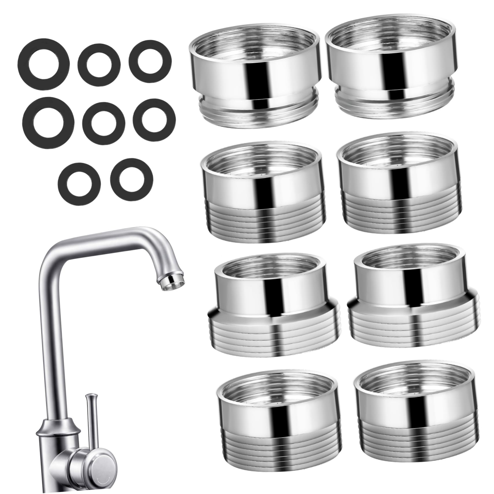 Adaptadores de grifo Tofficu para lavadora portátil y filtro de agua de cocina de 8 piezas