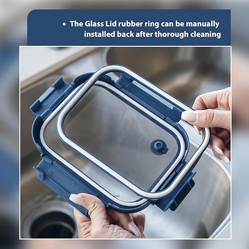 Vista 6 de GENICOOK Glass Food Storage Containers With Glass Lids Bento Box Set Lunch Box Eco Friendly Meal Prep Containers Airtight – Plastic Free, Silicon