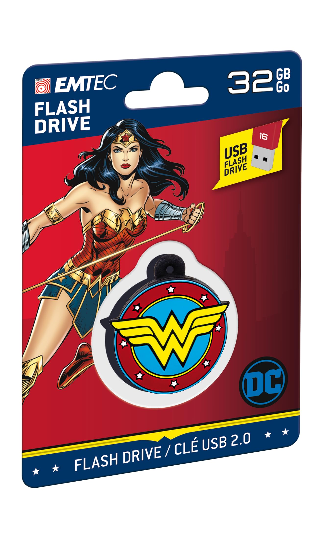 EMTEC 32GB-Wonderwoman DC Comics Collector USB 2.0 3D Soft Touch Gum Flash Drive