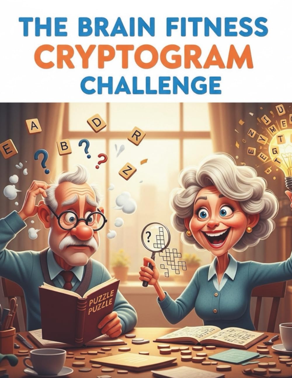 THE BRAIN FITNESS CRYPTOGRAM CHALLENGE: 500 puzzles, Large Print, Solutions: Cipher puzzles, brain games for seniors, large print cryptograms, mental workout, puzzle book for adults.