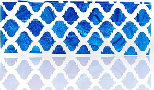 Miniatura 4 de Caja decorativa de patrón clásico hecha a mano con incrustaciones de hueso blanco en azul y blanco, organizador de almacenamiento decorativo