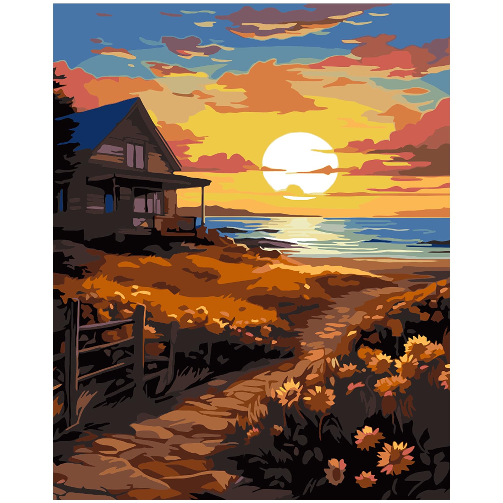 ROELLY Pintar Con Numeros Adultos Con Tres Pinceles y Accesorios de Pintura Acrílica,Cuadros para Pintar Por Numeros DIY para Principiantes y Adultos,Paint By Numbers Adult,Sin Marco 40x50 cm