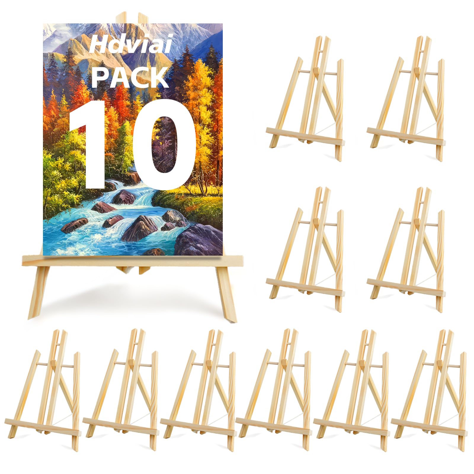 10 caballetes de madera – Caballetes de mesa de 11.8 x 7.75 pulgadas – Soporte de caballete para pintar lienzos, artes y manualidades, trípodes, caballetes de pintura para fiestas de