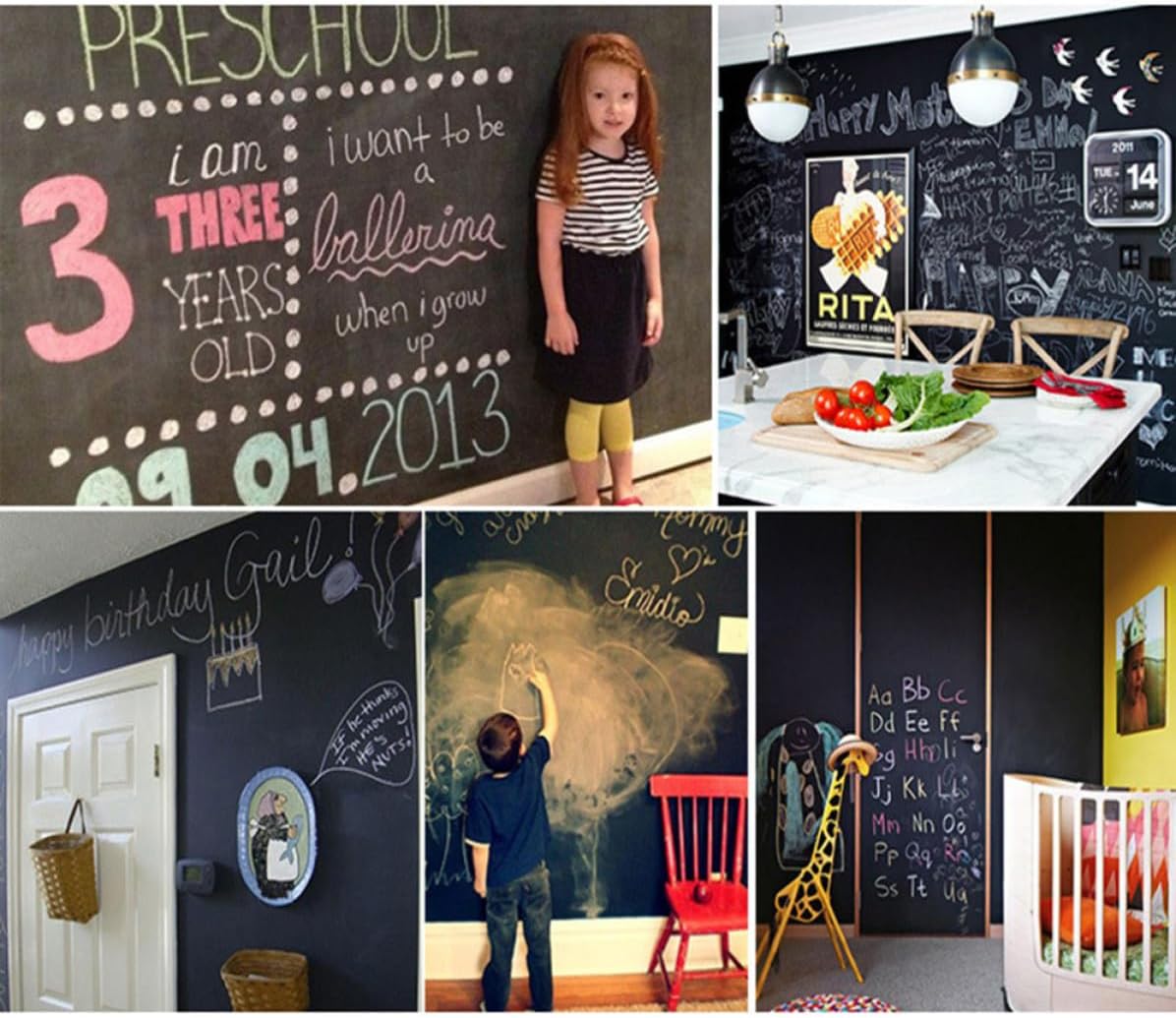 Waterproof Removable Blackboard Sticker Roll, PVC Black DIY Use image 2